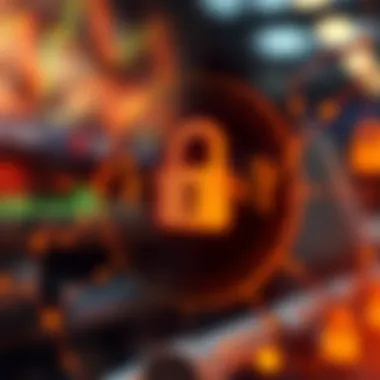 Security measures in cryptocurrency trading apps illustrated with a lock symbol