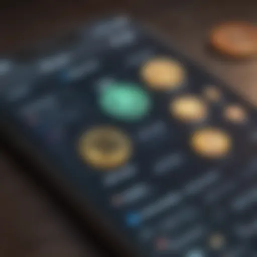 Close-up of a smartphone displaying popular cryptocurrency applications interface