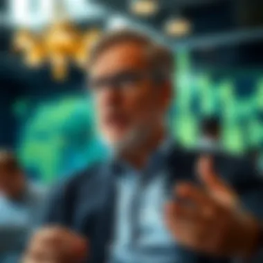 Faculty member explaining blockchain concepts