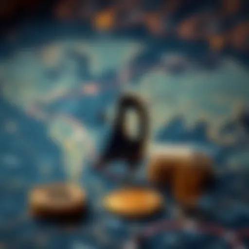 A representation of geo money concept with digital maps and cryptocurrency