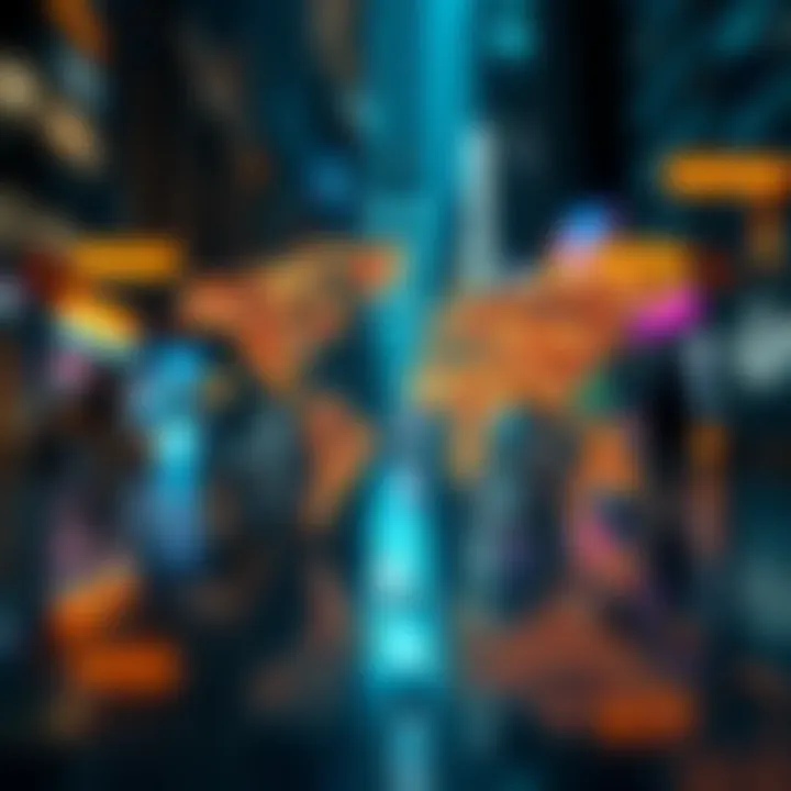 A futuristic depiction of financial transactions influenced by geography