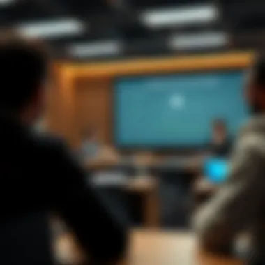 An engaging classroom setting discussing blockchain technology