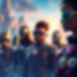 A vibrant virtual landscape showcasing diverse hero avatars, symbolizing the hero metaverse