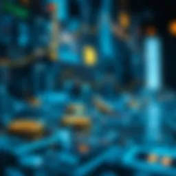 Visual representation of blockchain technology in action