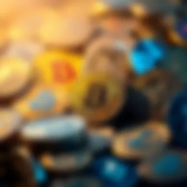 Diverse cryptocurrencies displayed with unique symbols