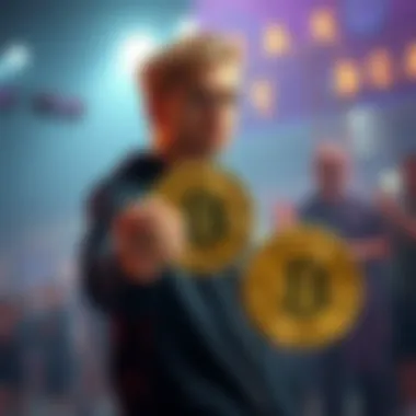 A conceptual image exploring celebrity influence in the cryptocurrency space.