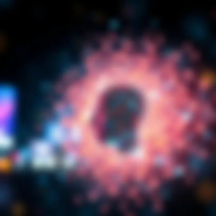 Digital Identity and Community An abstract composition symbolizing the fusion of digital identity and community belonging through NFTs.