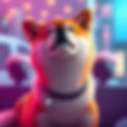 Showcasing the Shiba Inu app interface with vibrant graphics