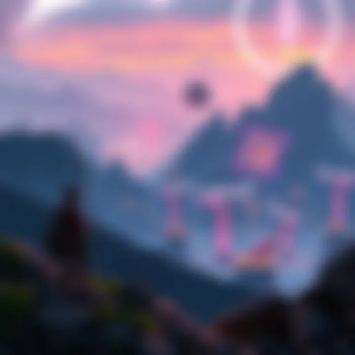 Future Trends in Player Tokens Futuristic landscape depicting emerging trends in player tokens and cryptocurrency.