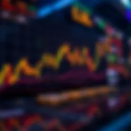 A dynamic cryptocurrency trading chart showcasing fluctuations in price