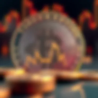 A conceptual graphic demonstrating market forces and volatility in cryptocurrency