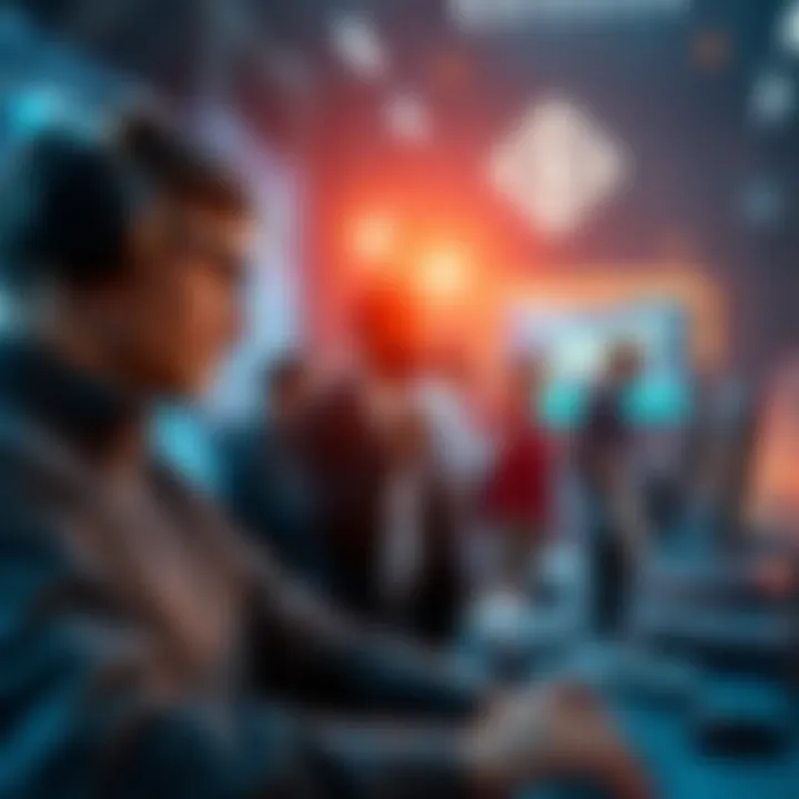 Conceptual illustration of users interacting with applications powered by the Internet Computer.